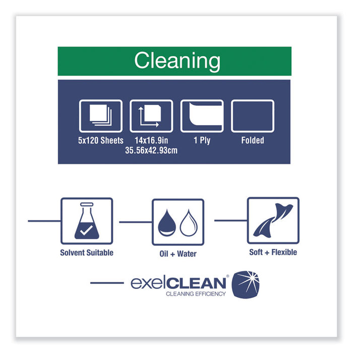 Industrial Cleaning Cloths, 1-Ply, 14 x 16.9, Gray, 120/Pack, 5/Carton