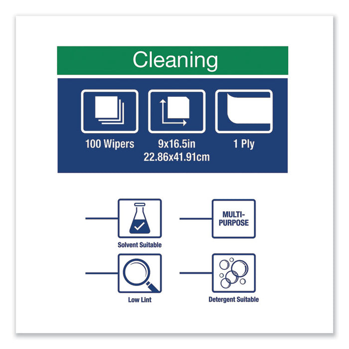 Low-Lint Cleaning Cloth, 9 x 16.5, Turquoise, 100/Box, 8 Boxes/Carton