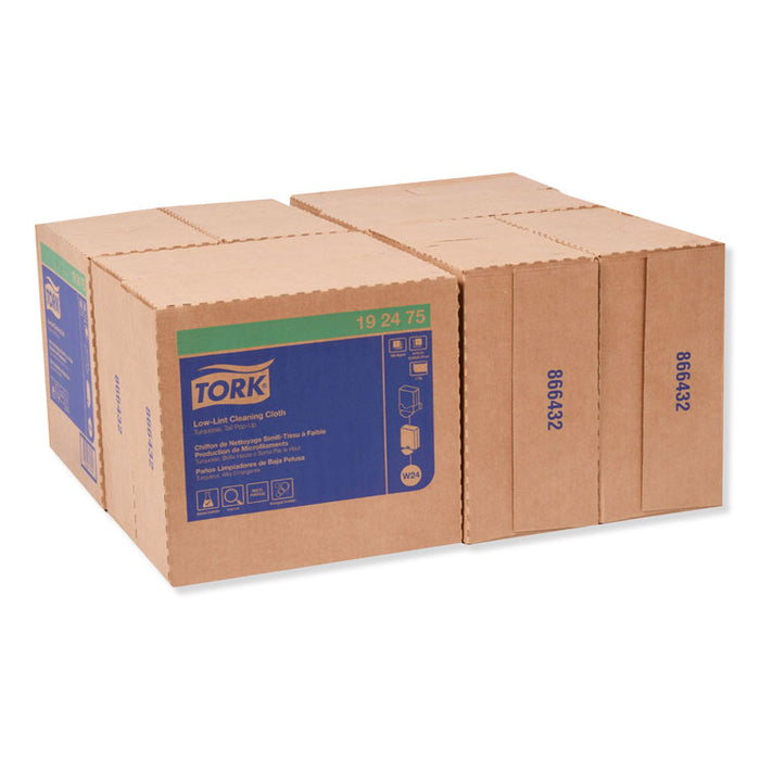 Low-Lint Cleaning Cloth, 9 x 16.5, Turquoise, 100/Box, 8 Boxes/Carton