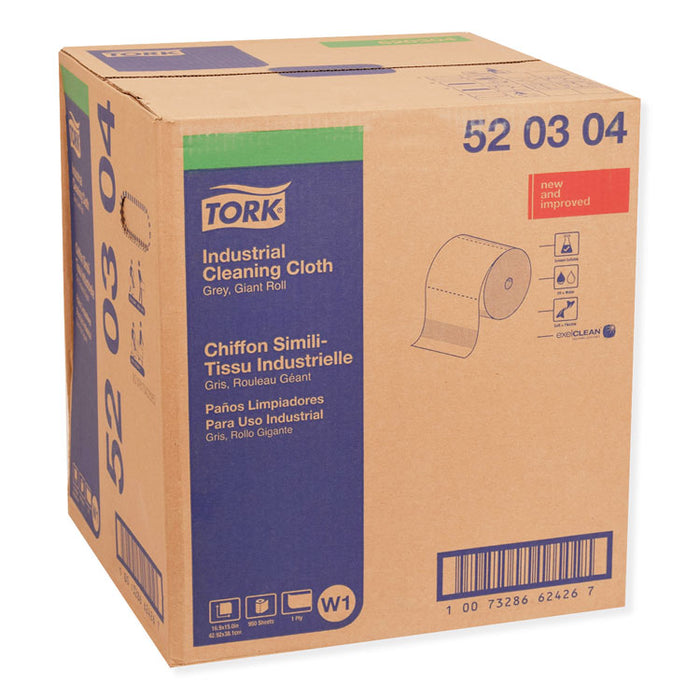 Industrial Cleaning Cloths, 1-Ply, 16.9 x 15, Gray, 950/Roll