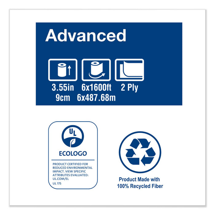 Advanced Jumbo Bath Tissue, Septic Safe, 2-Ply, White, 3.48" x 1,600 ft, 6 Rolls/Carton