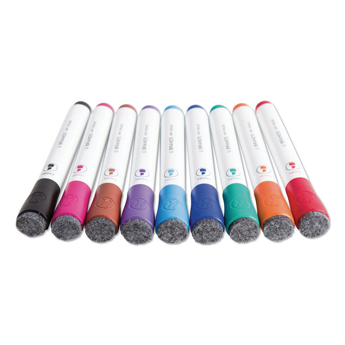 Chisel Tip Low-Odor Dry-Erase Markers with Erasers, Broad Chisel Tip, Assorted Colors, 24/Pack
