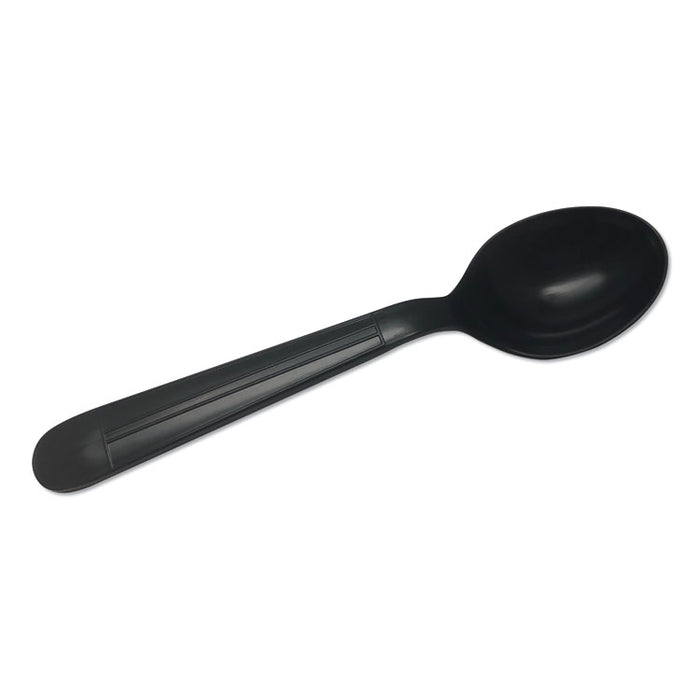 Heavyweight Cutlery, Soup Spoons, 6", Polypropylene, Black, 1000/Carton