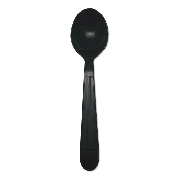 Heavyweight Cutlery, Soup Spoons, 6", Polypropylene, Black, 1000/Carton