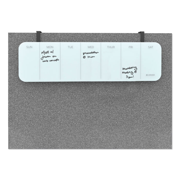 Cubicle Glass Dry Erase Undated One Week Calendar Board, 20 x 5.5, White