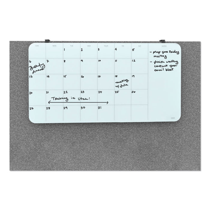 Cubicle Glass Dry Erase Undated Four Week Calendar Board, 23 x 12, White