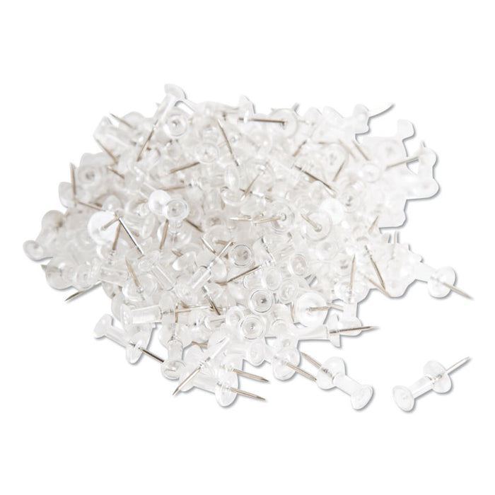 Standard Push Pins, Plastic, Clear, 7/16", 200/Pack