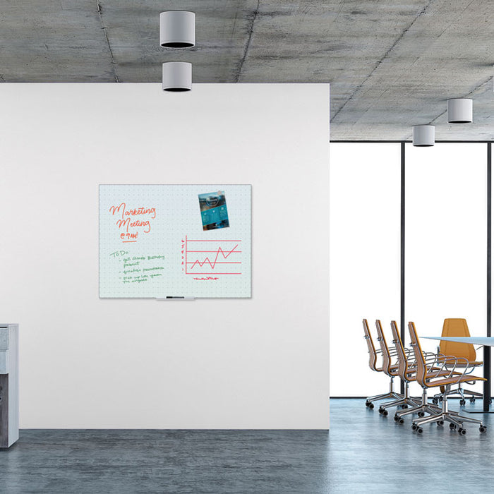 Floating Glass Ghost Grid Dry Erase Board, 48 x 36, White