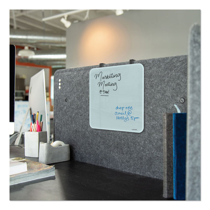 Cubicle Glass Dry Erase Board, 12 x 12, White