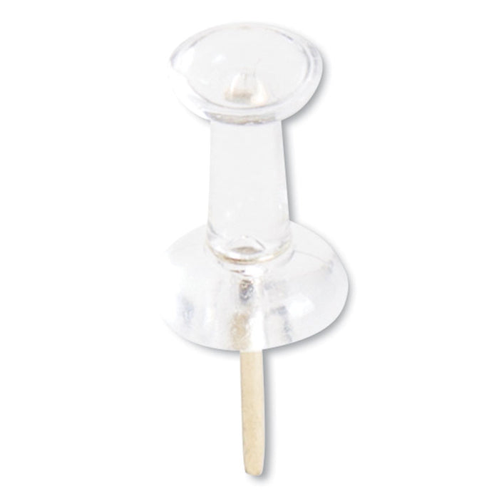 Standard Push Pins, Plastic, Clear, Gold Pin, 7/16", 100/Pack