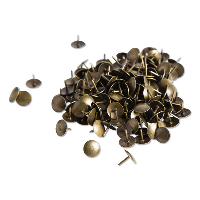 Fashion Metal Thumbtacks, Metal, Brass, 0.38", 200/Pack