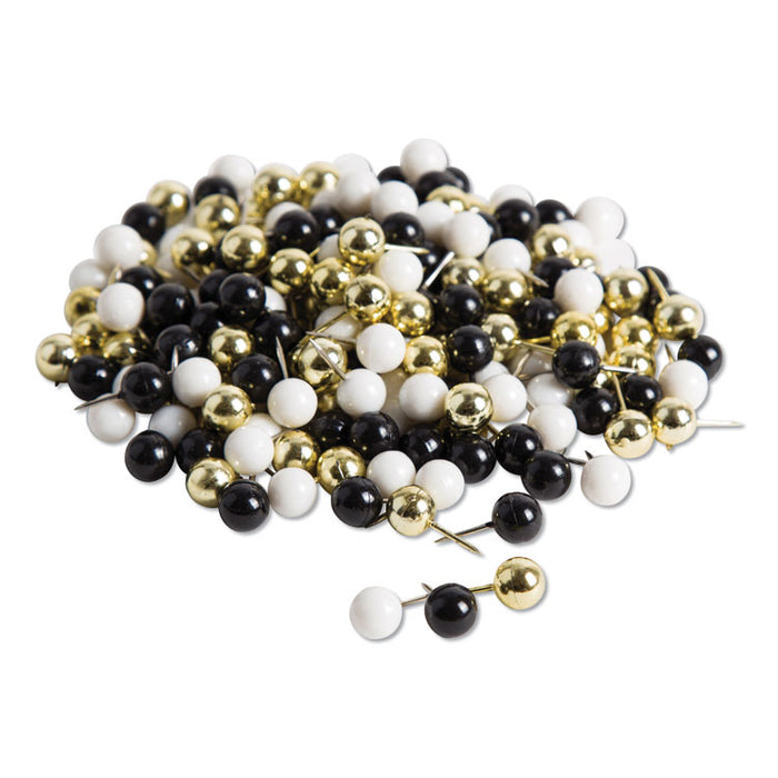 Fashion Sphere Push Pins, Plastic, Assorted, 7/16", 200/Pack