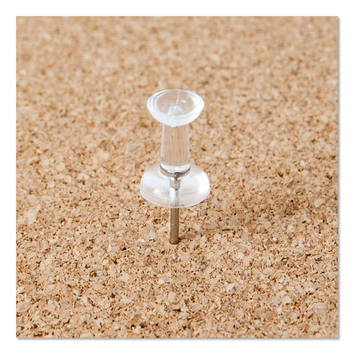 Standard Push Pins, Plastic, Clear, Clear Head/Silver Pin, 0.44", 200/Pack