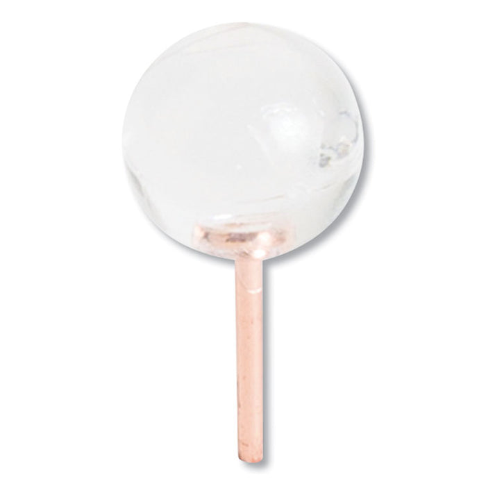 Fashion Sphere Push Pins, Plastic, Clear/Rose Gold, 7/16", 100/Pack