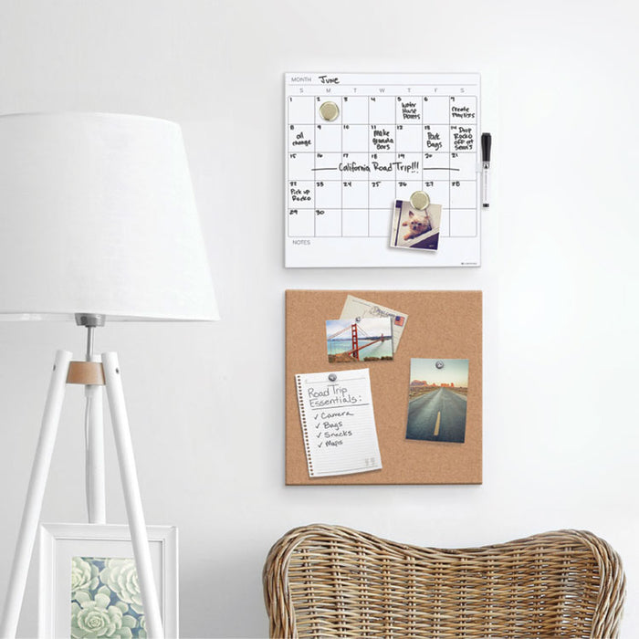 Tile Board Value Pack with Undated One Month Calendar, 14 x 14, White/Natural, 2/Set