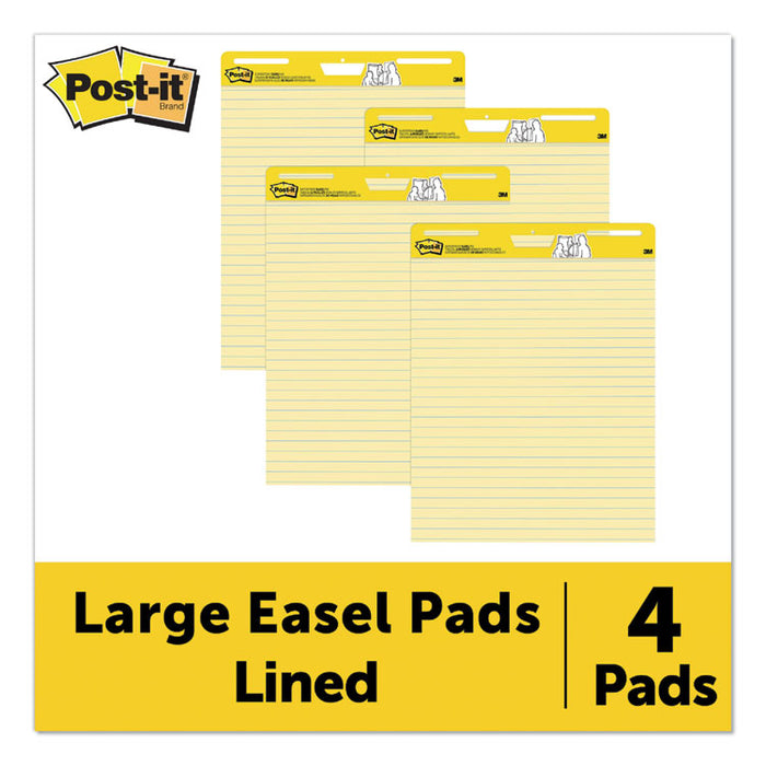 Vertical-Orientation Self-Stick Easel Pad Value Pack, Presentation Format (1.5" Rule), 25 x 30, Yellow, 30 Sheets, 4/Carton