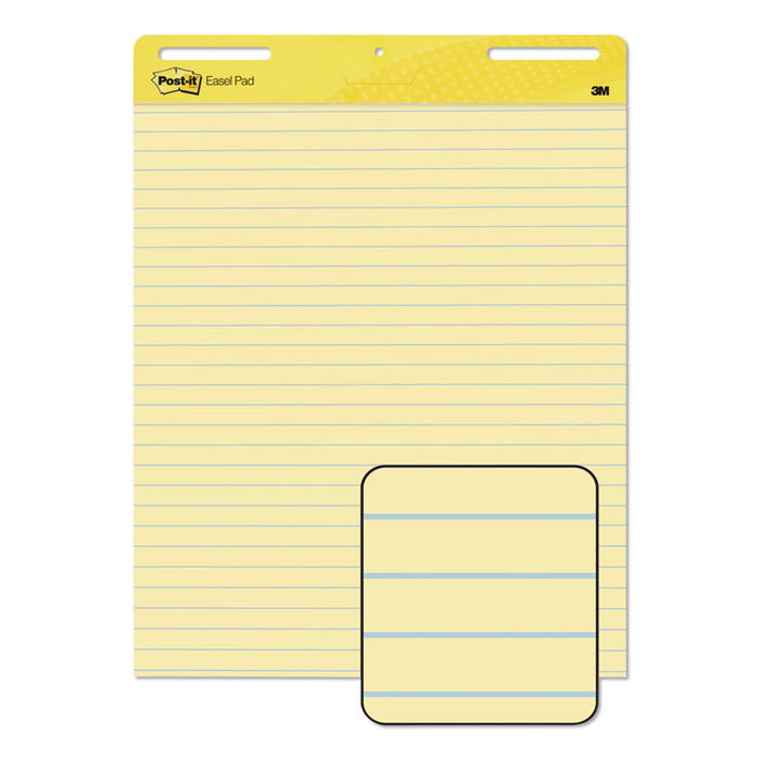 Vertical-Orientation Self-Stick Easel Pads, Presentation Format (1.5" Rule), 25 x 30, Yellow, 30 Sheets, 2/Carton