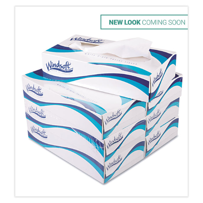 Facial Tissue, 2 Ply, White, Pop-Up Box, 100 Sheets/Box, 6 Boxes/Pack