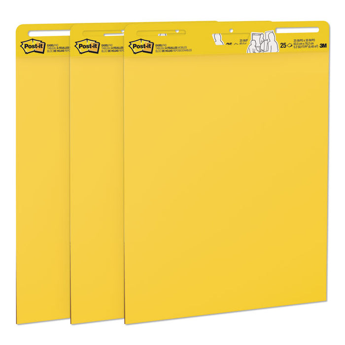 Self-Stick Easel Pads, 25 x 30, Bright Yellow, 25 Sheets, 3/Carton