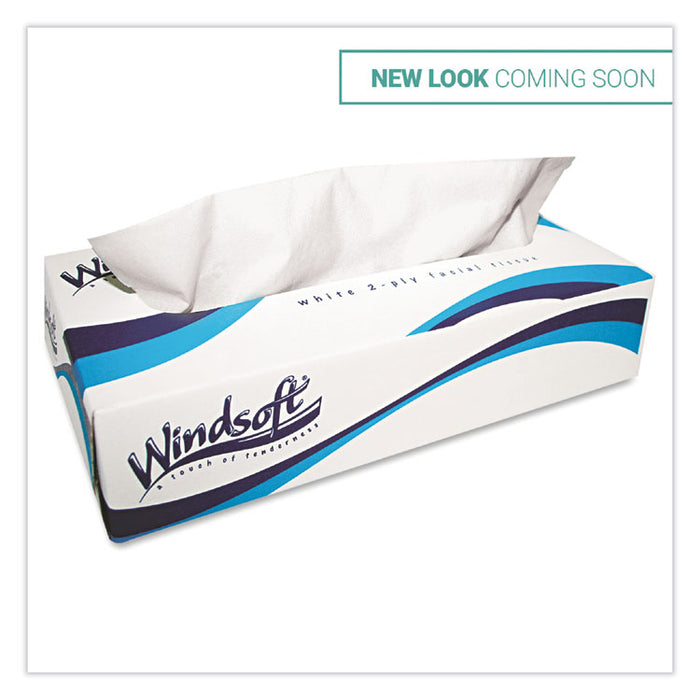 Facial Tissue, 2 Ply, White, Pop-Up Box, 100 Sheets/Box, 6 Boxes/Pack
