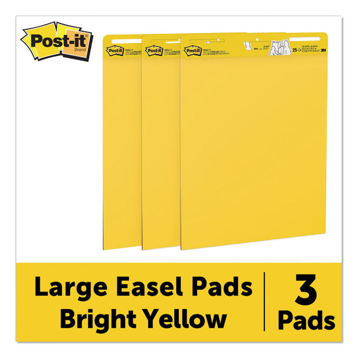 Self-Stick Easel Pads, 25 x 30, Bright Yellow, 25 Sheets, 3/Carton