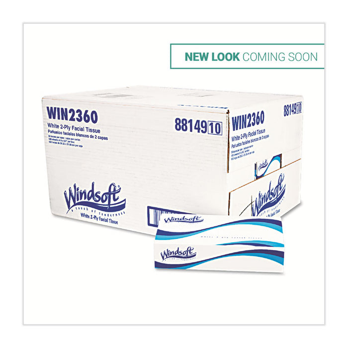 Facial Tissue, 2 Ply, White, Flat Pop-Up Box, 100 Sheets/Box, 30 Boxes/Carton