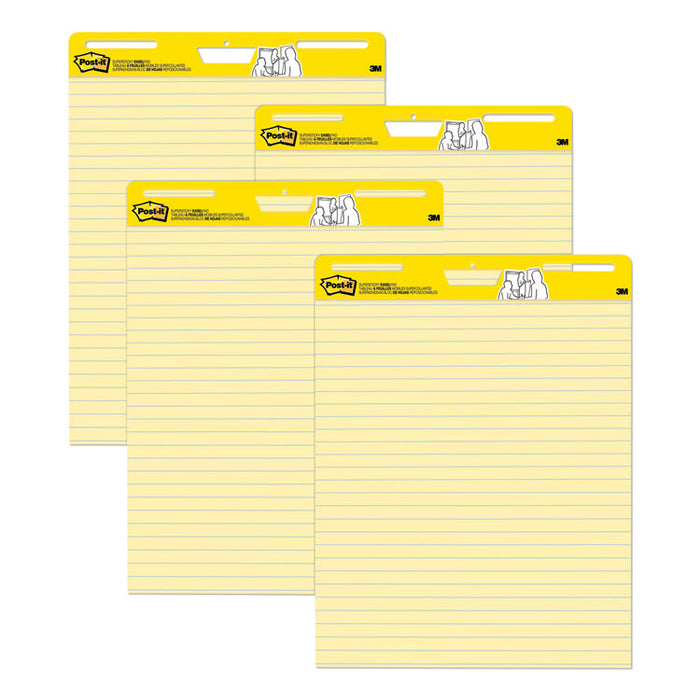 Vertical-Orientation Self-Stick Easel Pad Value Pack, Presentation Format (1.5" Rule), 25 x 30, Yellow, 30 Sheets, 4/Carton