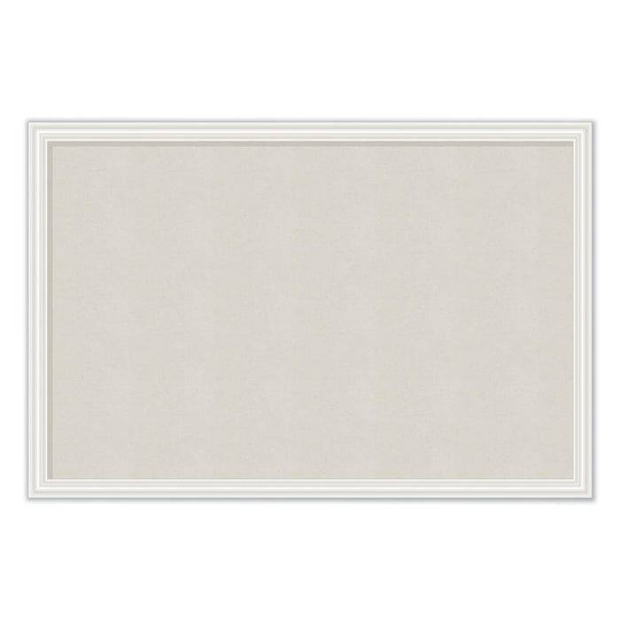 Linen Bulletin Board with Decor Frame, 30 x 20, Natural Surface/White Frame