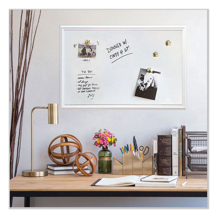 Magnetic Dry Erase Board with Decor Frame, 30 x 20, White Surface and Frame
