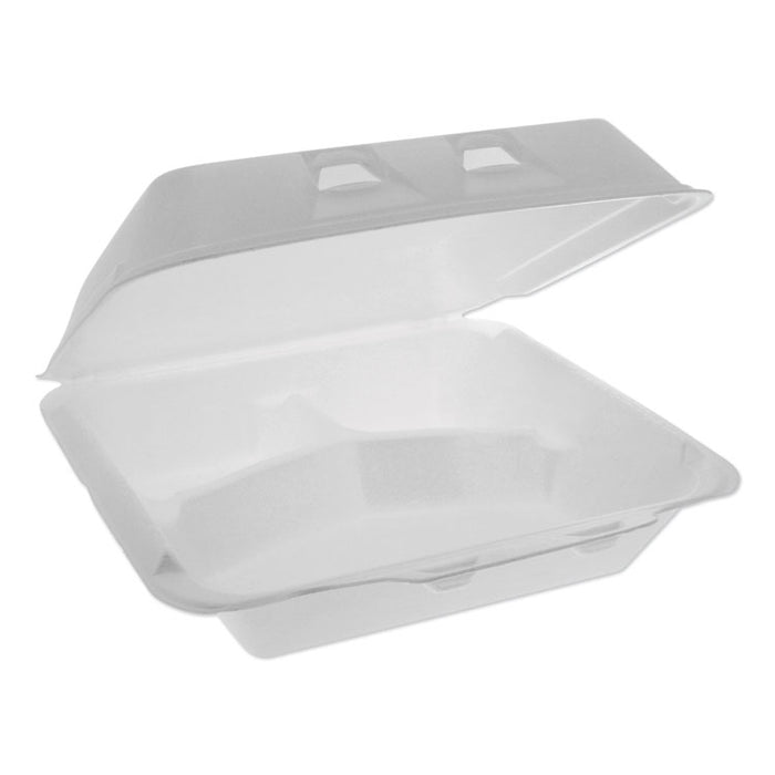 SmartLock Vented Foam Hinged Lid Containers, White, 9 x 9.5 x 3.25, 3-Compartment, 150/Carton