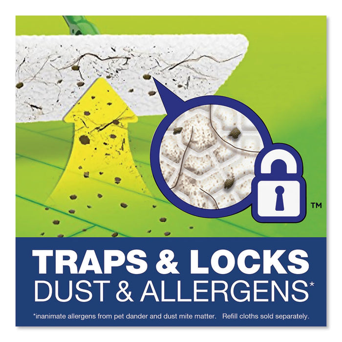 Sweeper Mop, 17 x 5 White Cloth Head, 46" Green/Silver Aluminum/Plastic Handle, 3/Carton