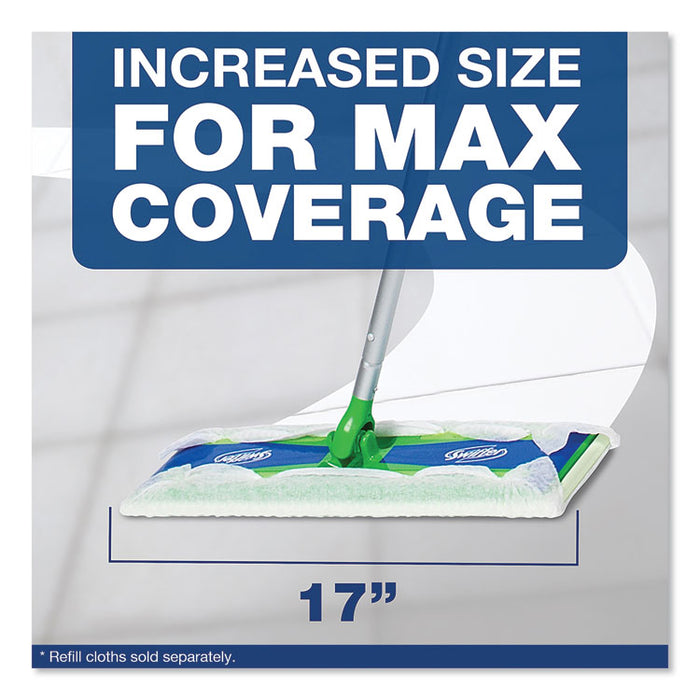 Sweeper Mop, 17 x 5 White Cloth Head, 46" Green/Silver Aluminum/Plastic Handle, 3/Carton
