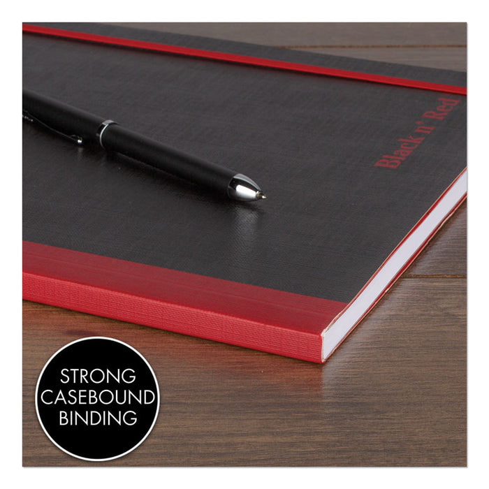 Flexible Casebound Notebooks, 1 Subject, Wide/Legal Rule, Black/Red Cover, 9.88 x 7, 72 Sheets