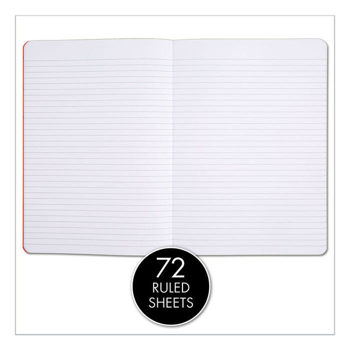 Flexible Casebound Notebooks, 1 Subject, Wide/Legal Rule, Black/Red Cover, 9.88 x 7, 72 Sheets