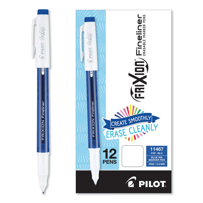 FriXion Erasable Stick Marker Pen, 0.6 mm, Blue Ink/Barrel, Dozen