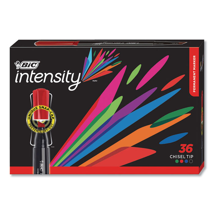 Intensity Chisel Tip Permanent Marker, Broad, Assorted Colors, 36/Pack
