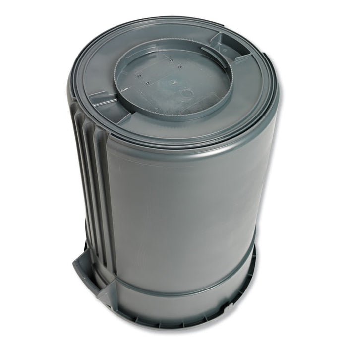 Advanced Gator Waste Container, Round, Plastic, 44 gal, Gray