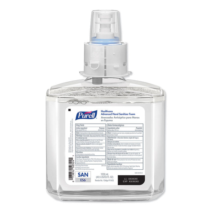 Healthcare Advanced Hand Sanitizer Foam, 1200 mL, Clean Scent, For ES6 Dispensers, 2/Carton