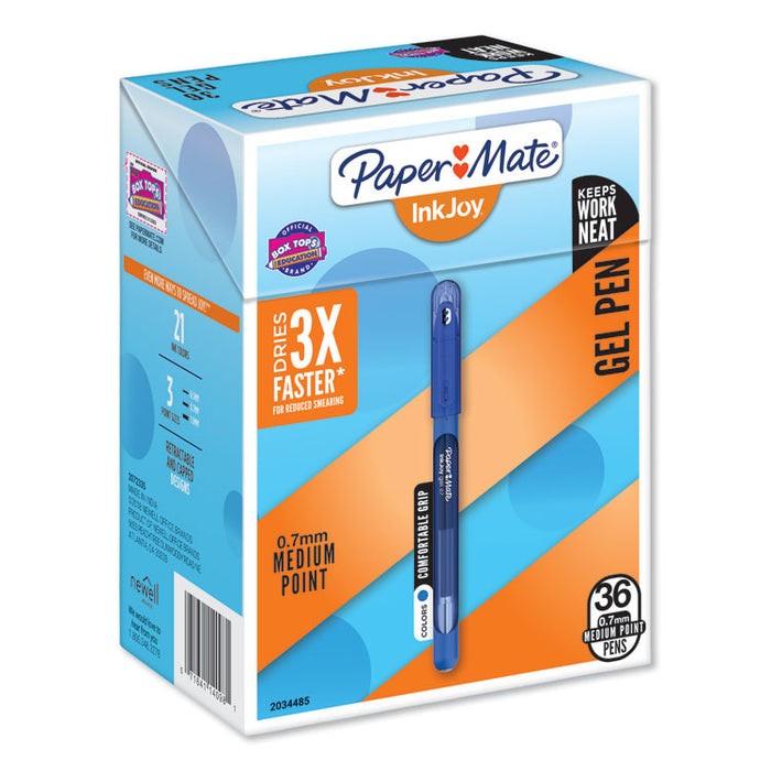 InkJoy Stick Gel Pen, Medium 0.7mm, Blue Ink/Barrel, 36/Pack