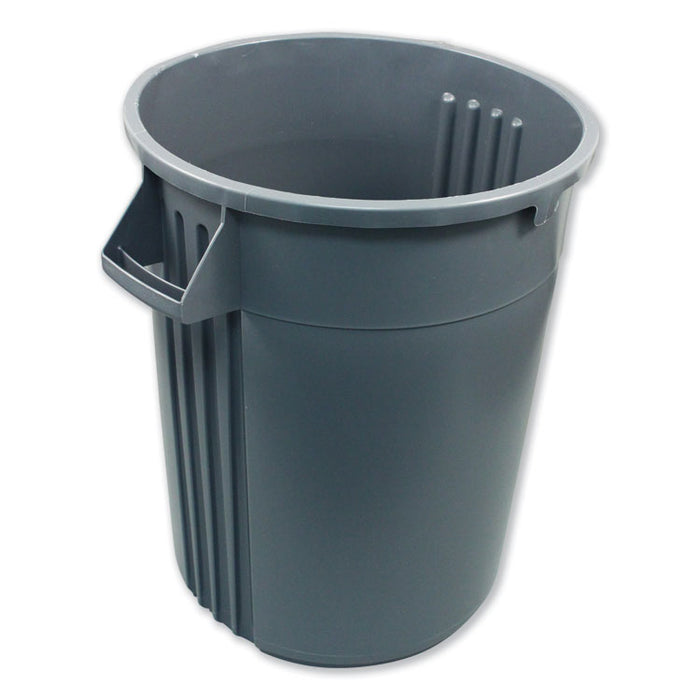 Advanced Gator Waste Container, Round, Plastic, 32 gal, Gray