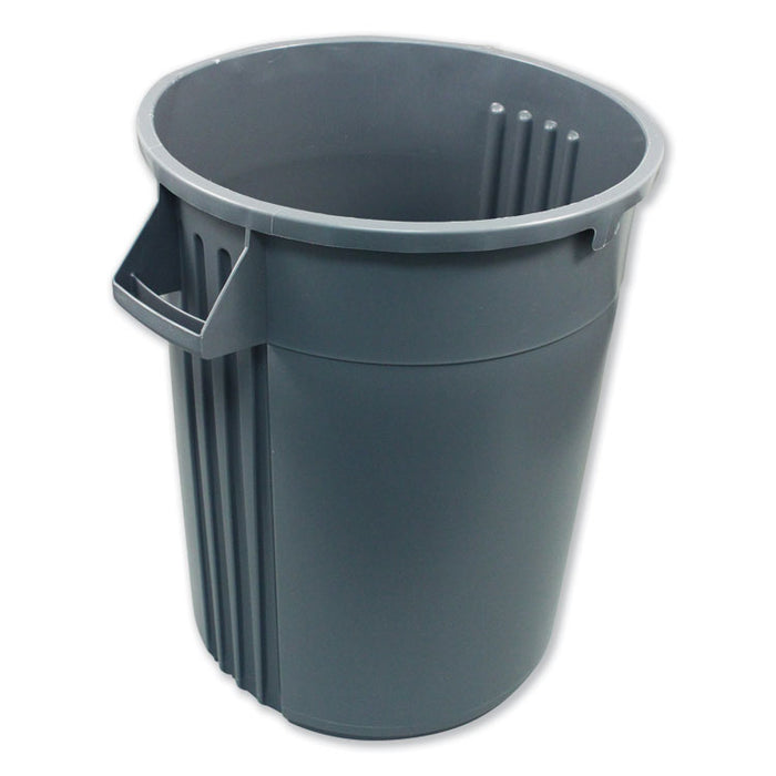 Advanced Gator Waste Container, Round, Plastic, 32 gal, Gray