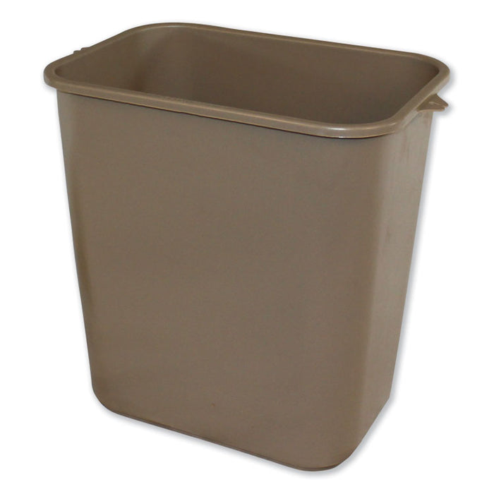 Soft-Sided Wastebasket, Rectangular, Polyethylene, 28 qt, Beige