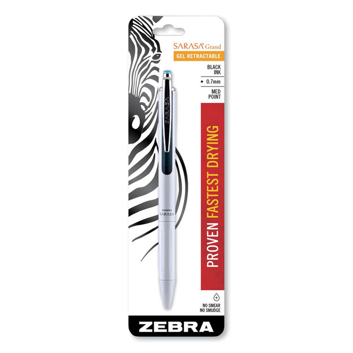 Sarasa Grand Retractable Gel Pen, Medium 0.7 mm, Black Ink, White Barrel
