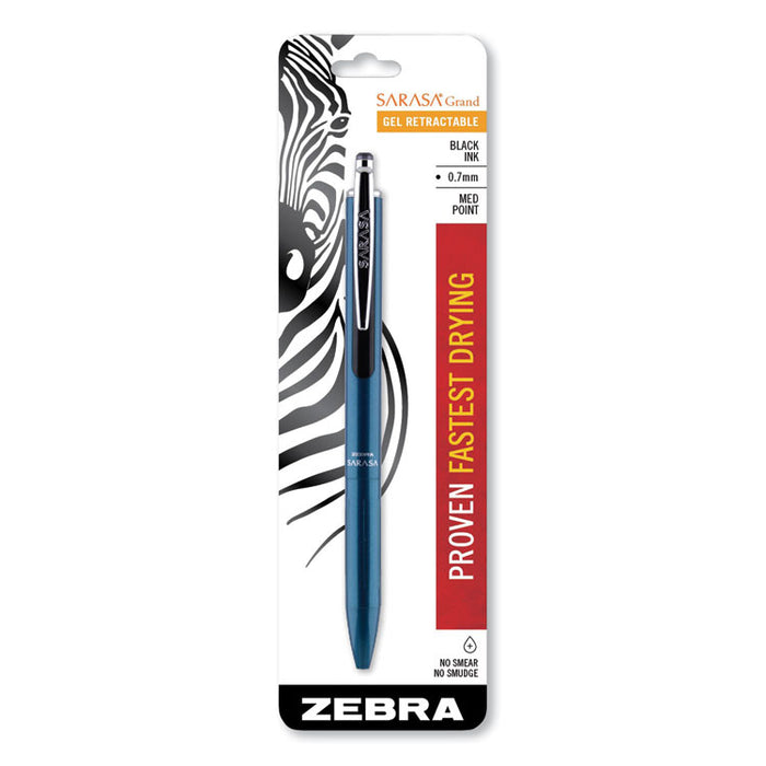Sarasa Grand Gel Pen, Retractable, Medium 0.7 mm, Black Ink, Turquoise Barrel