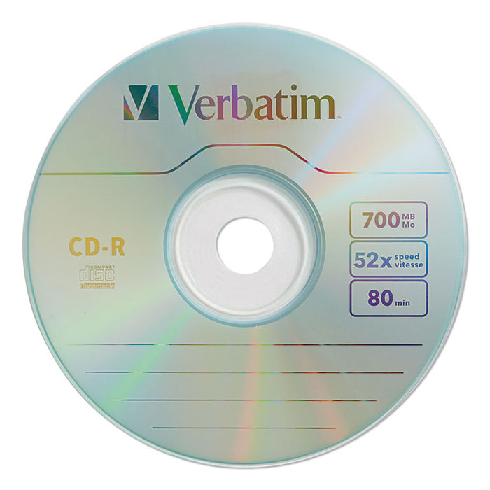 CD-R Discs, 700MB/80min, 52x, w/Slim Jewel Cases, Silver, 20/Pack