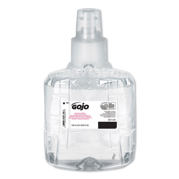 Clear and Mild Foam Handwash Refill, For GOJO LTX-12 Dispenser, Fragrance-Free, 1,200 mL Refill, 2/Carton