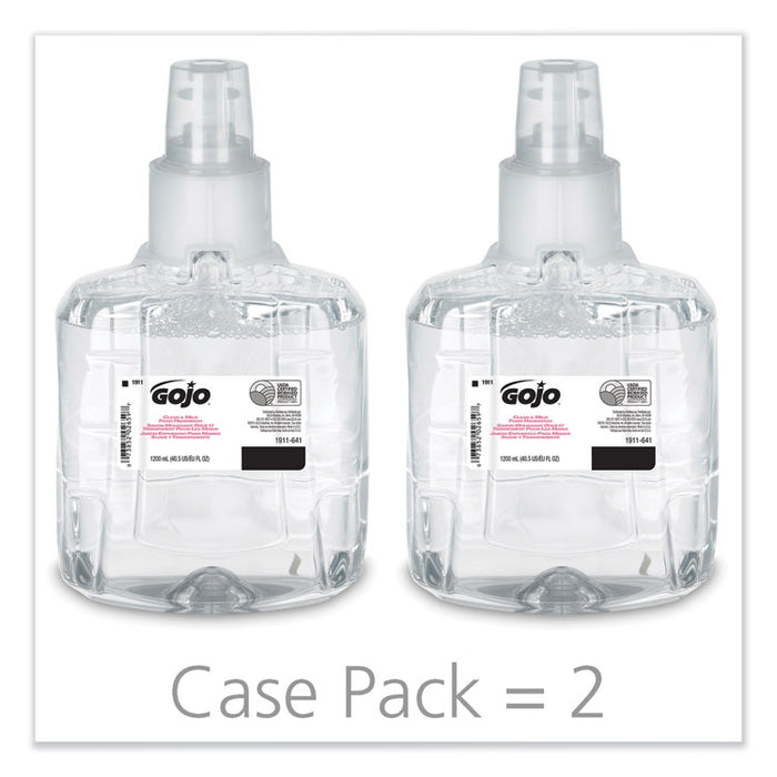 Clear and Mild Foam Handwash Refill, For GOJO LTX-12 Dispenser, Fragrance-Free, 1,200 mL Refill, 2/Carton