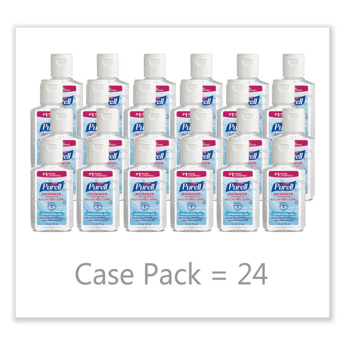 Advanced Refreshing Gel Hand Sanitizer, 2 oz, Flip-Cap Bottle, Clean Scent, 24/Carton