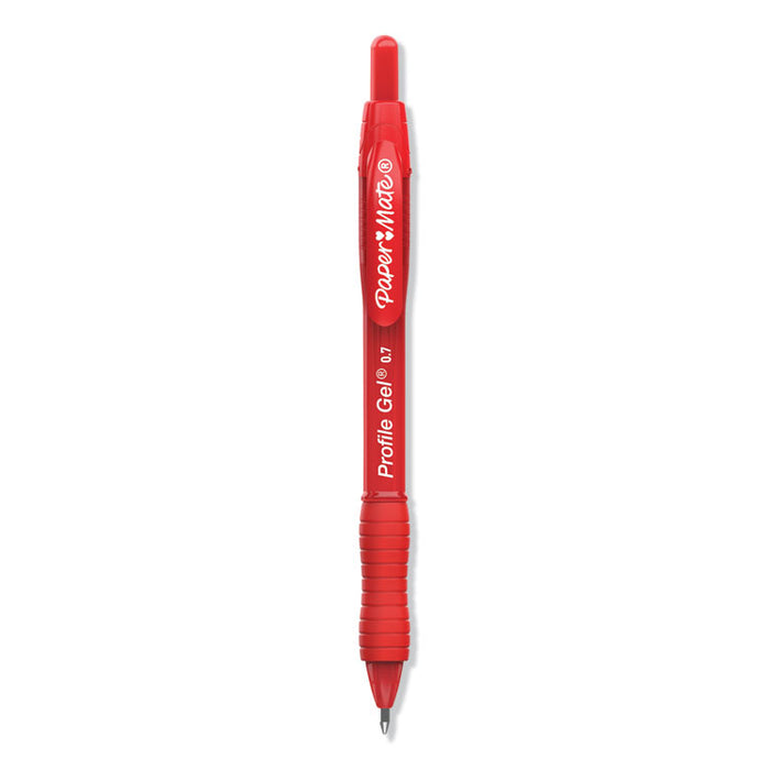 Profile Gel Pen, Retractable, Medium 0.7 mm, Red Ink, Translucent Red Barrel, Dozen