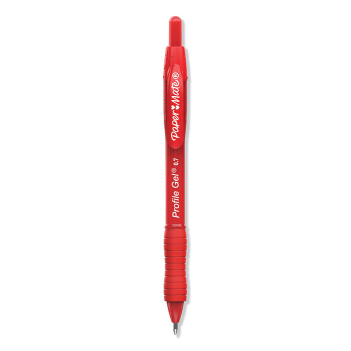 Profile Gel Pen, Retractable, Medium 0.7 mm, Red Ink, Translucent Red Barrel, Dozen